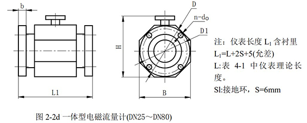 礦漿電磁流量計外形尺寸圖二