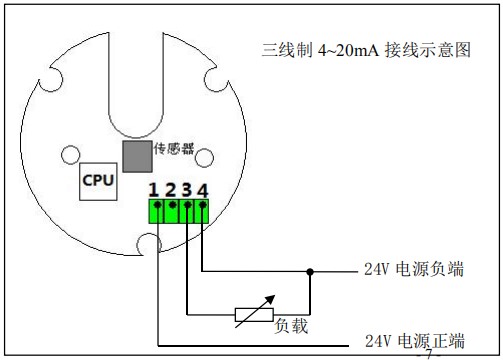 衛(wèi)生級(jí)橢圓齒輪流量計(jì)三線(xiàn)制接線(xiàn)圖